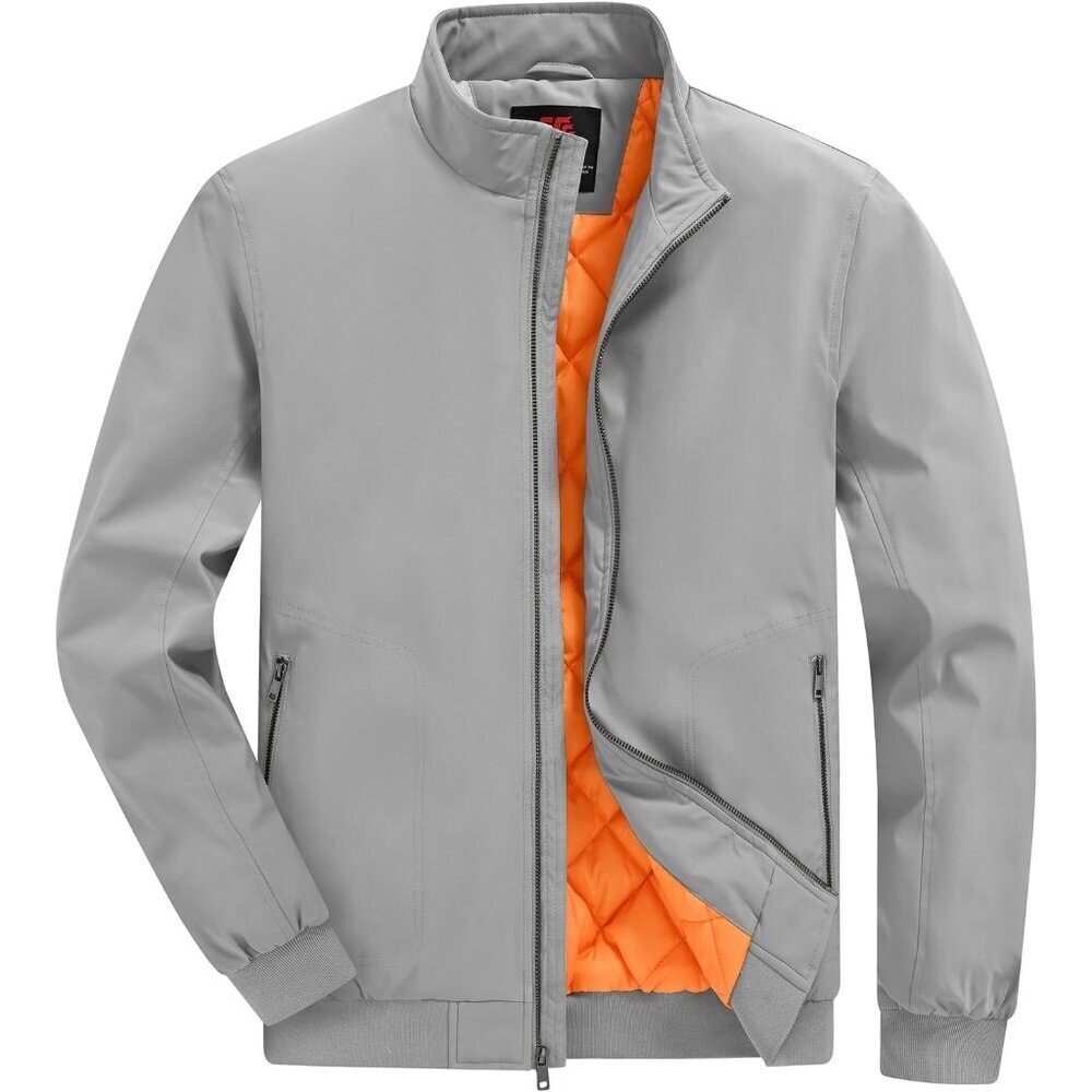 Men's Jacket Insulated Fall Winter jacket Zip Up Windproof Quilted Bomber Jacket